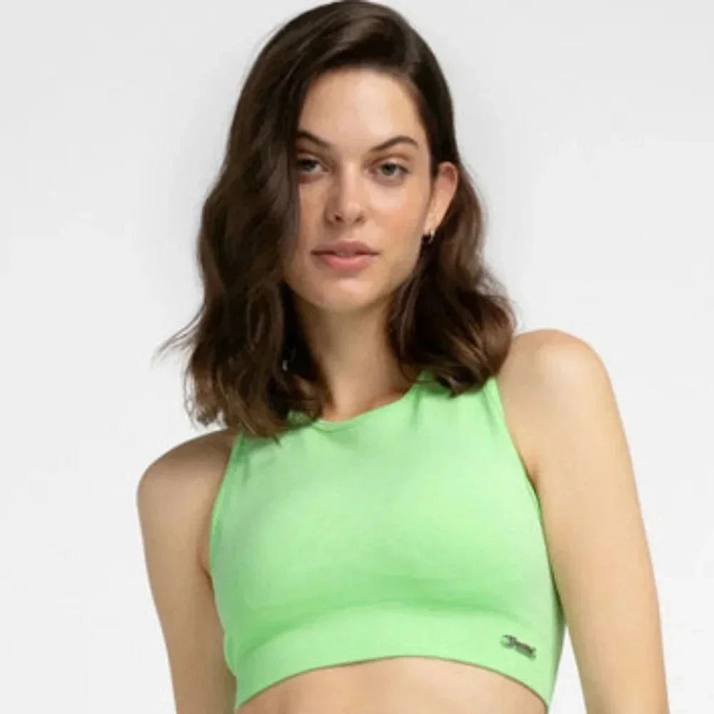 All Access Bandier Women's Sport Bra Plus Size Athletic Top Neon Lime Green 2X.